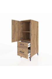 Kronos Dolap 2 Raflı 2 Çekmeceli Tek Kapaklı 44x59x134 Çam-Çam