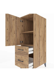 Kronos Dolap 2 Raflı 2 Çekmeceli Tek Kapaklı 44x59x134 Çam-Çam