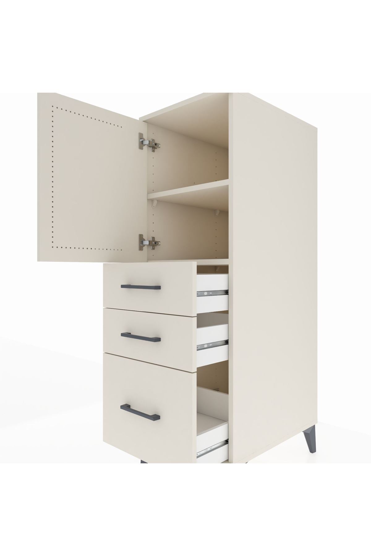 Kronos Dolap 2 Raflı 3 Çekmeceli Tek Kapaklı 44x59x134 Aytaşı-Aytaşı