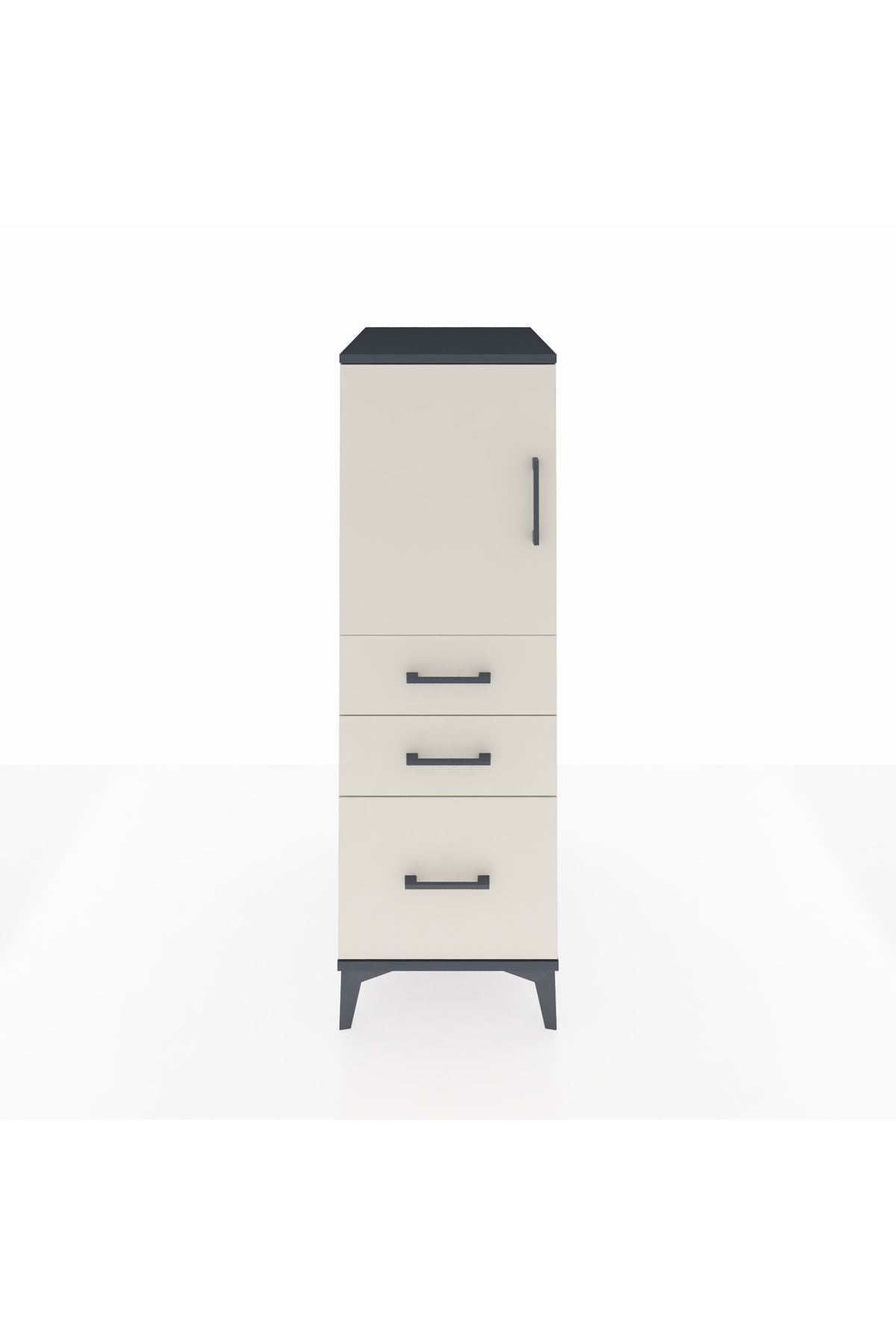 Kronos Dolap 2 Raflı 3 Çekmeceli Tek Kapaklı 44x59x134 Antrasit-Aytaşı