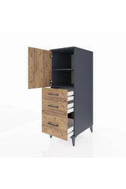 Kronos Dolap 2 Raflı 3 Çekmeceli Tek Kapaklı 44x59x134 Antrasit-Çam