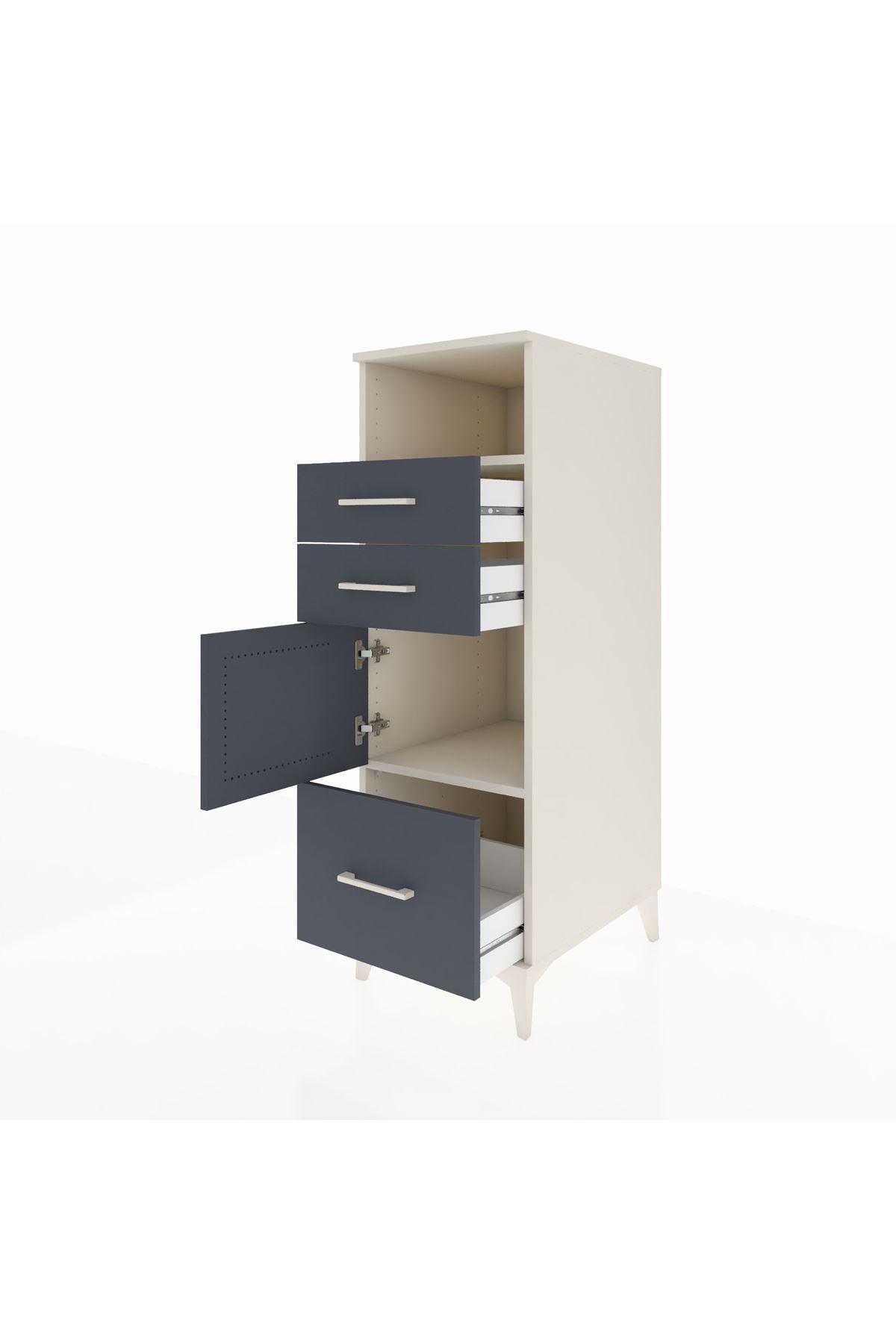 Kronos Dolap 2 Raflı 3 Çekmeceli Tek Kapaklı 44x59x134 Aytaşı-Antrasit