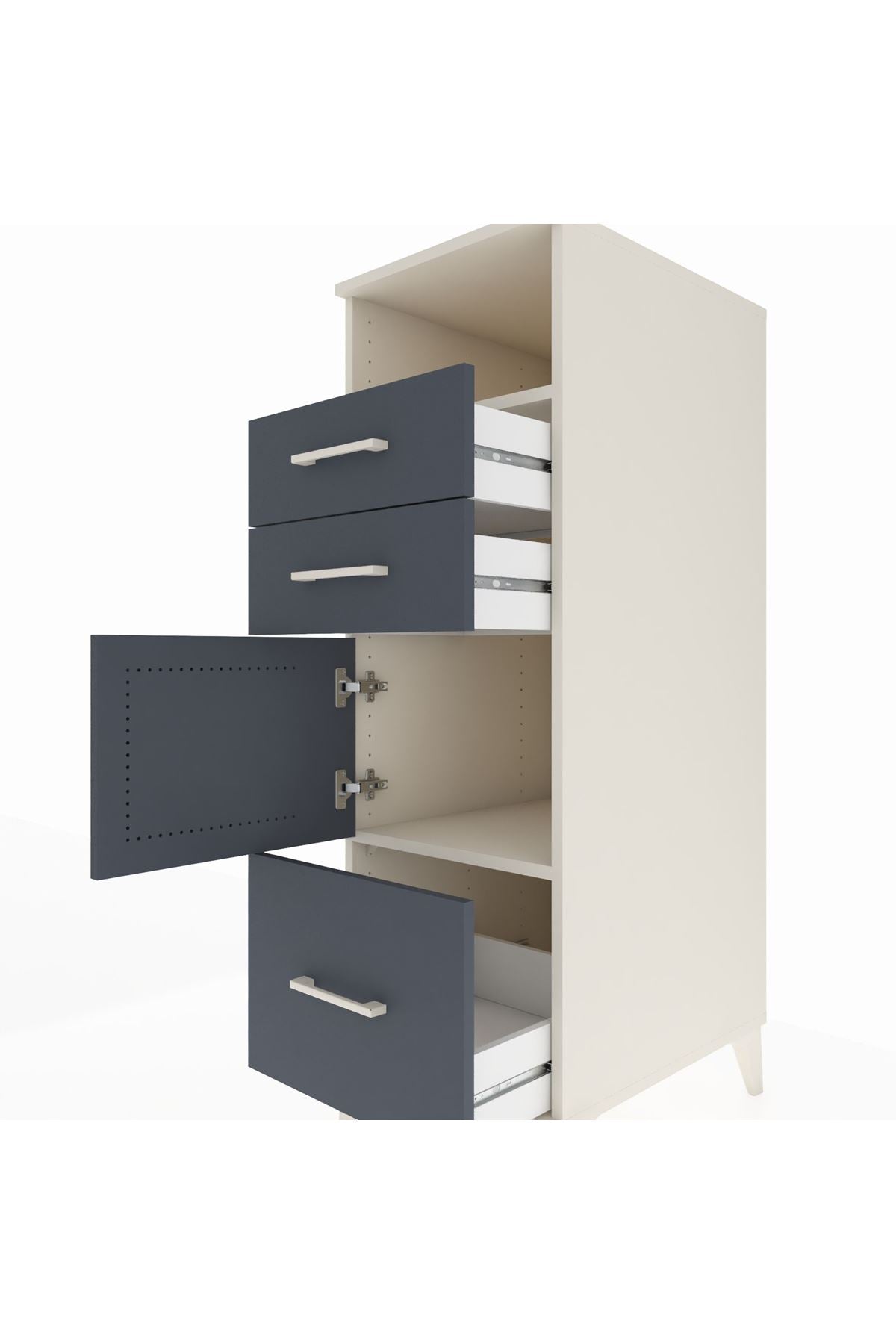 Kronos Dolap 2 Raflı 3 Çekmeceli Tek Kapaklı 44x59x134 Aytaşı-Antrasit