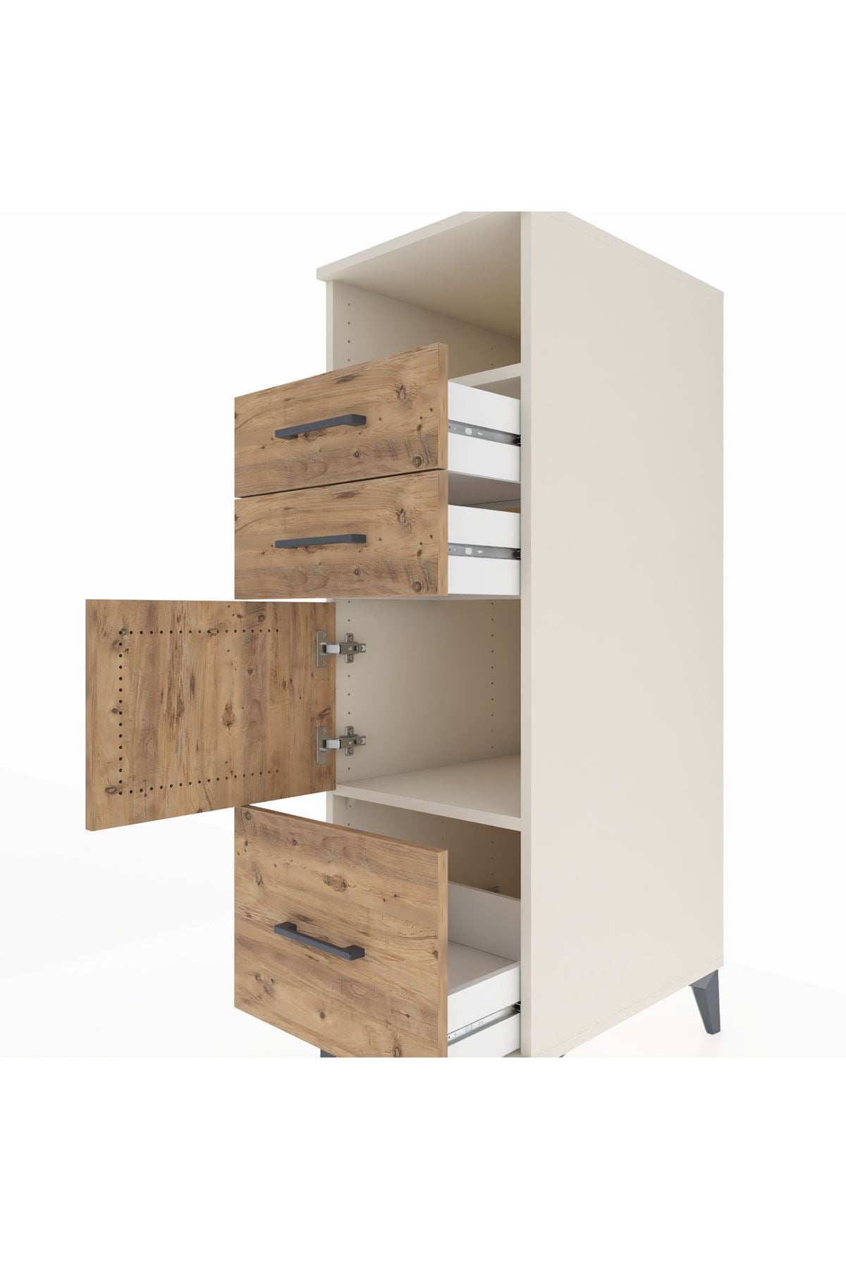 Kronos Dolap 2 Raflı 3 Çekmeceli Tek Kapaklı 44x59x134 Aytaşı-Çam