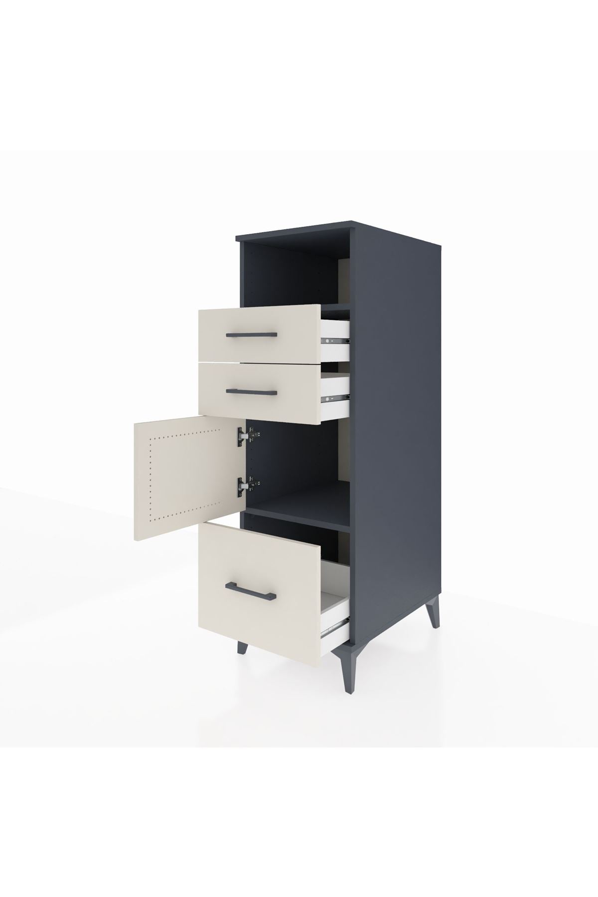 Kronos Dolap 2 Raflı 3 Çekmeceli Tek Kapaklı 44x59x134 Antrasit-Aytaşı