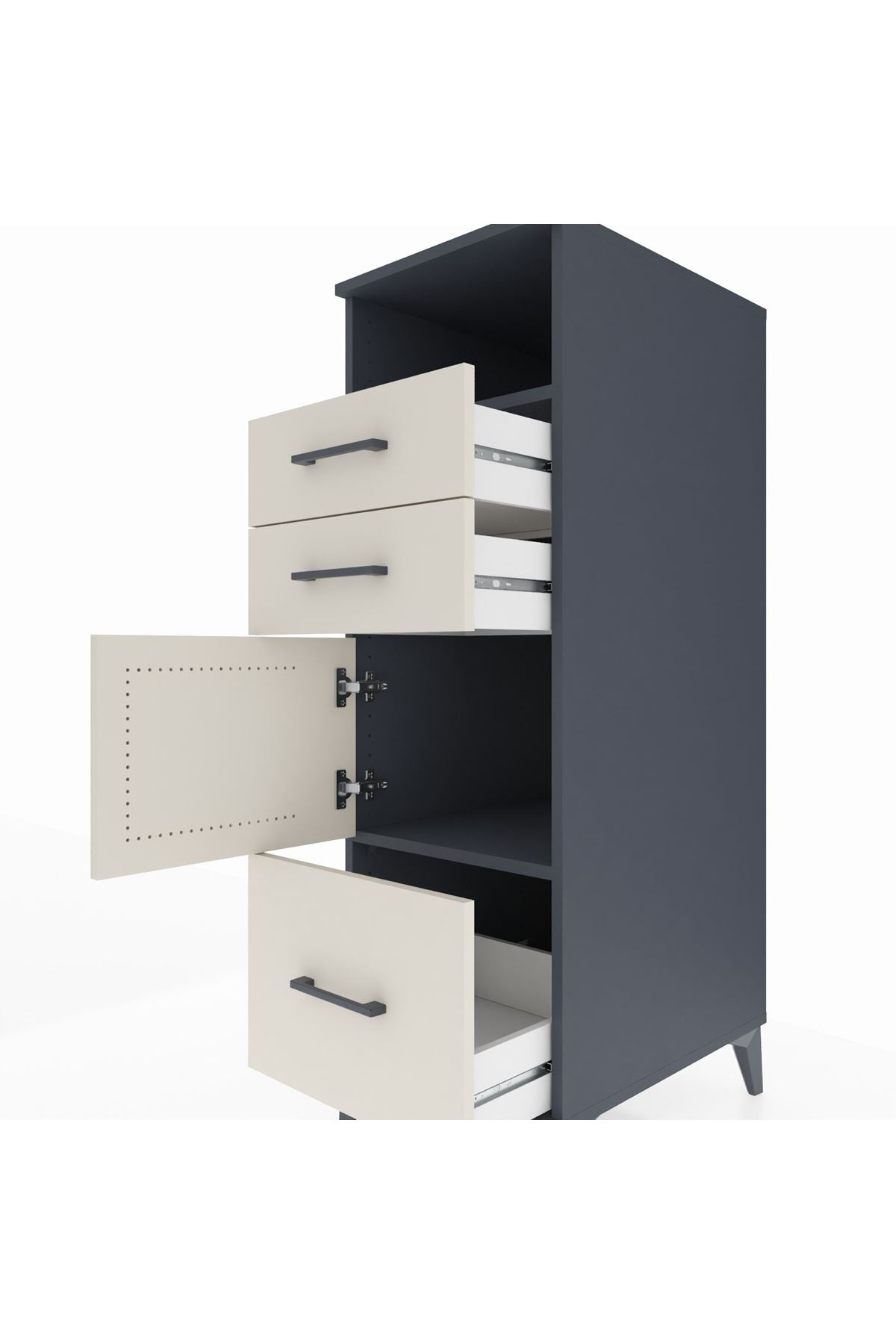 Kronos Dolap 2 Raflı 3 Çekmeceli Tek Kapaklı 44x59x134 Antrasit-Aytaşı