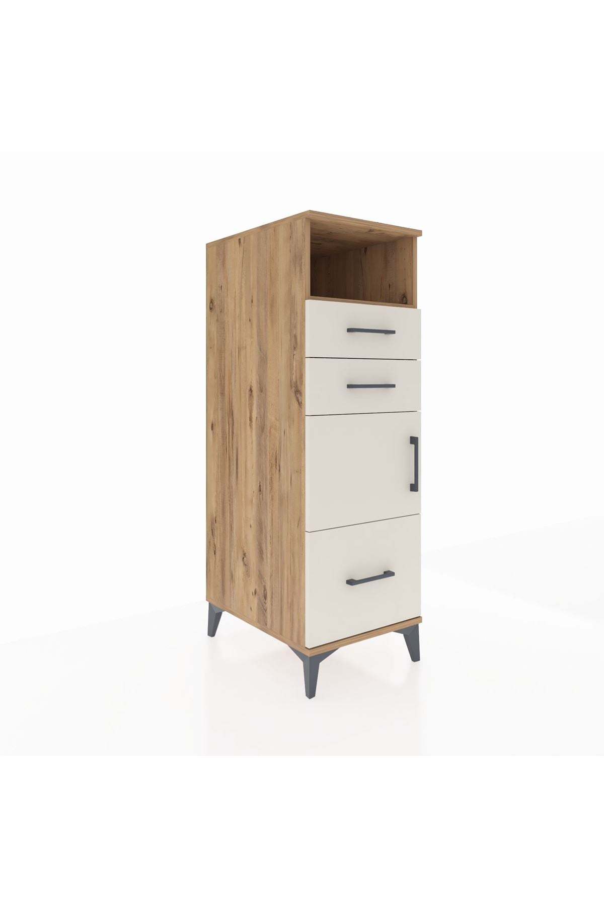 Kronos Dolap 2 Raflı 3 Çekmeceli Tek Kapaklı 44x59x134 Çam-Aytaşı