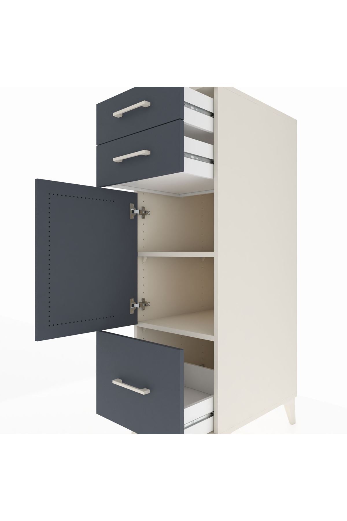 Kronos Dolap 2 Raflı 3 Çekmeceli Tek Kapaklı 44x59x134 Aytaşı-Antrasit