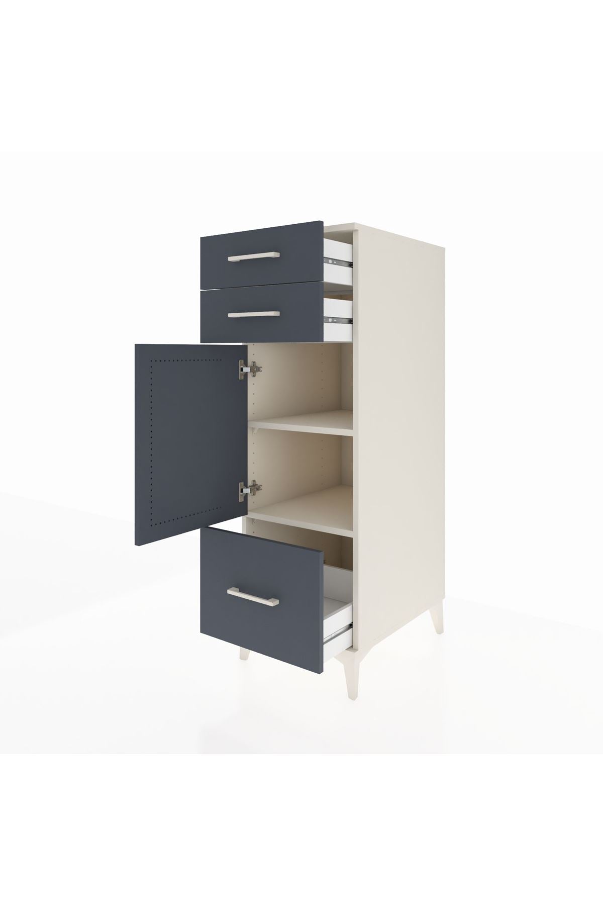 Kronos Dolap 2 Raflı 3 Çekmeceli Tek Kapaklı 44x59x134 Aytaşı-Antrasit