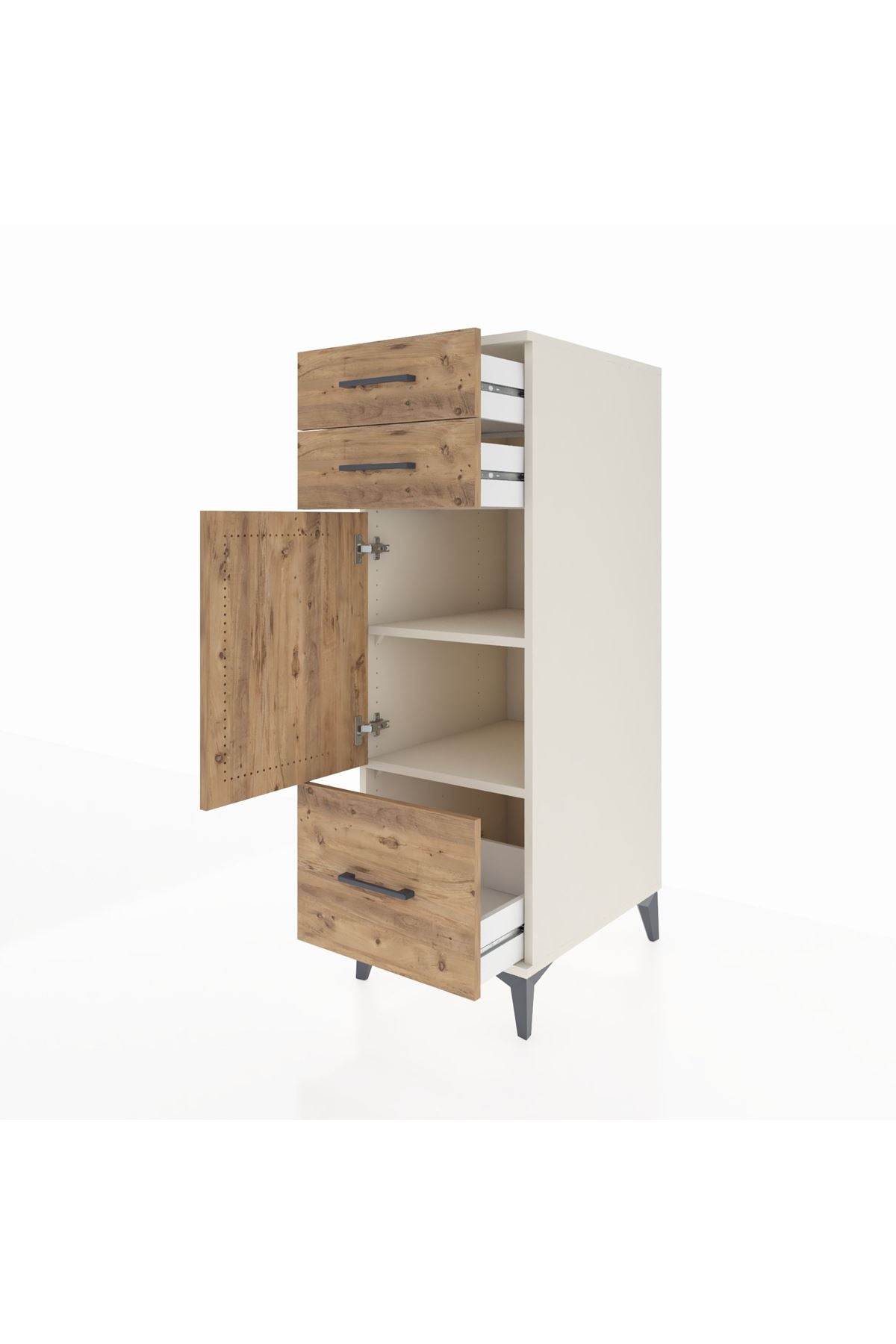 Kronos Dolap 2 Raflı 3 Çekmeceli Tek Kapaklı 44x59x134 Aytaşı-Çam