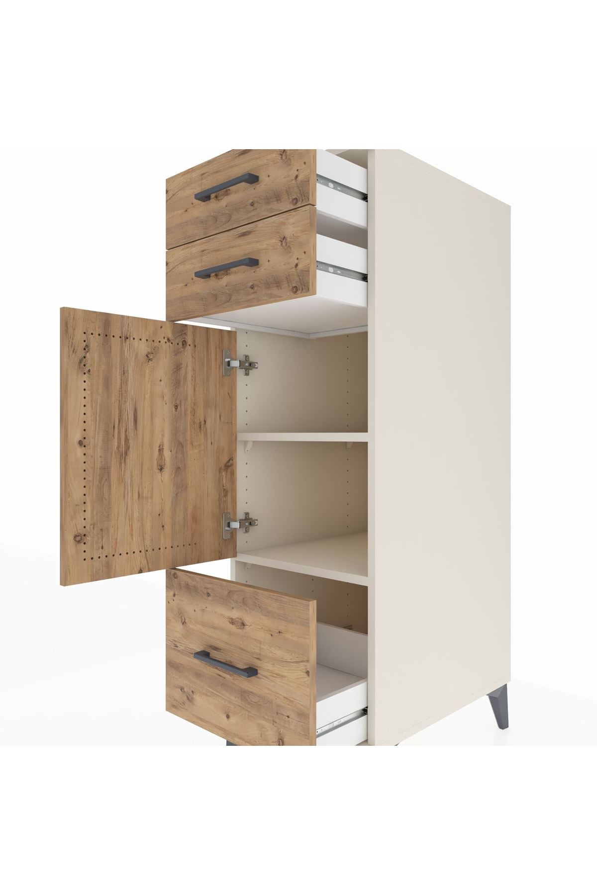 Kronos Dolap 2 Raflı 3 Çekmeceli Tek Kapaklı 44x59x134 Aytaşı-Çam