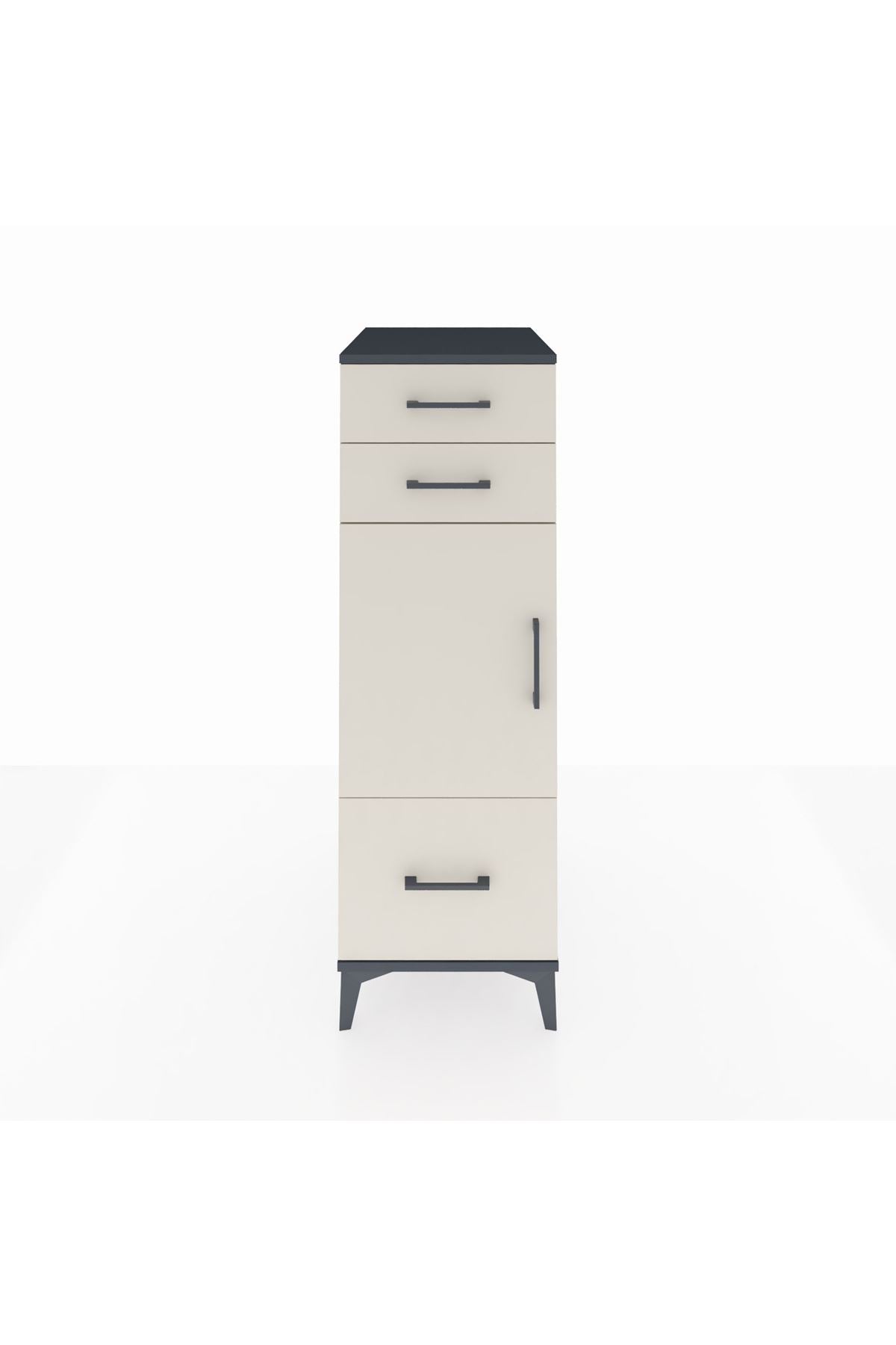 Kronos Dolap 2 Raflı 3 Çekmeceli Tek Kapaklı 44x59x134 Antrasit-Aytaşı