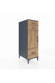 Kronos Dolap 2 Raflı 3 Çekmeceli Tek Kapaklı 44x59x134 Antrasit-Çam