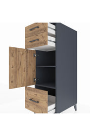 Kronos Dolap 2 Raflı 3 Çekmeceli Tek Kapaklı 44x59x134 Antrasit-Çam