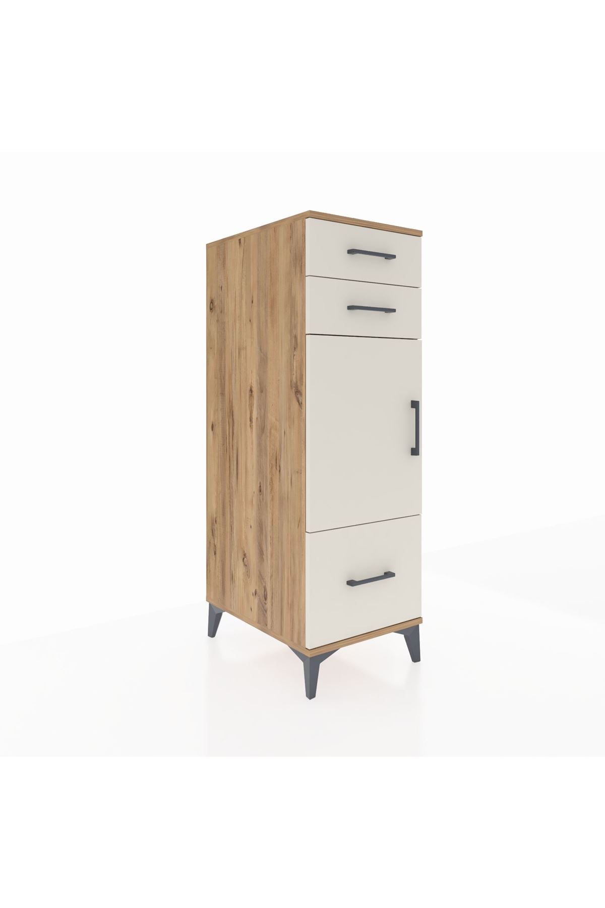 Kronos Dolap 2 Raflı 3 Çekmeceli Tek Kapaklı 44x59x134 Çam-Aytaşı