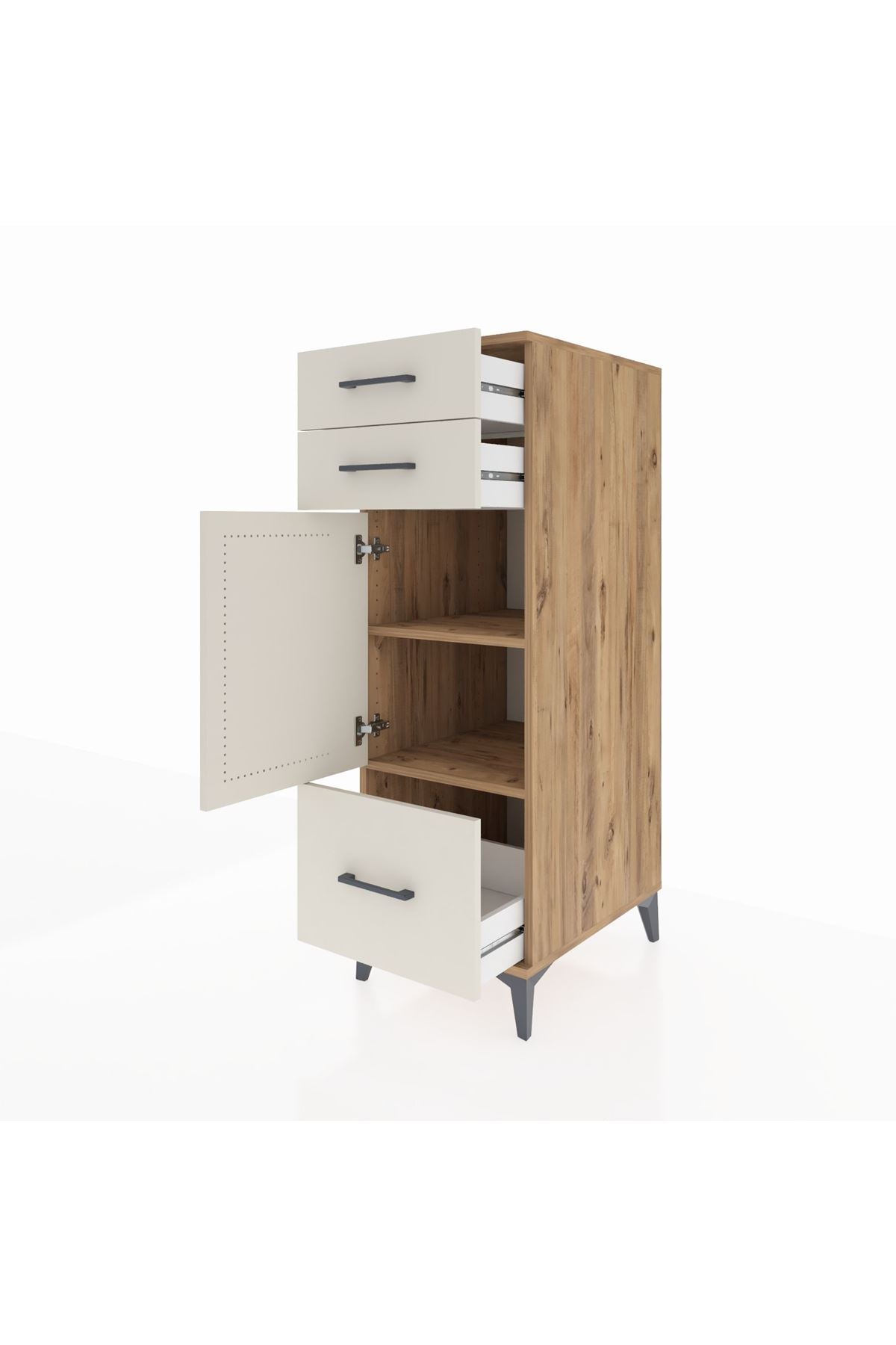 Kronos Dolap 2 Raflı 3 Çekmeceli Tek Kapaklı 44x59x134 Çam-Aytaşı