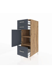 Kronos Dolap 2 Raflı 3 Çekmeceli Tek Kapaklı 44x59x134 Çam-Antrasit