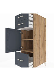 Kronos Dolap 2 Raflı 3 Çekmeceli Tek Kapaklı 44x59x134 Çam-Antrasit