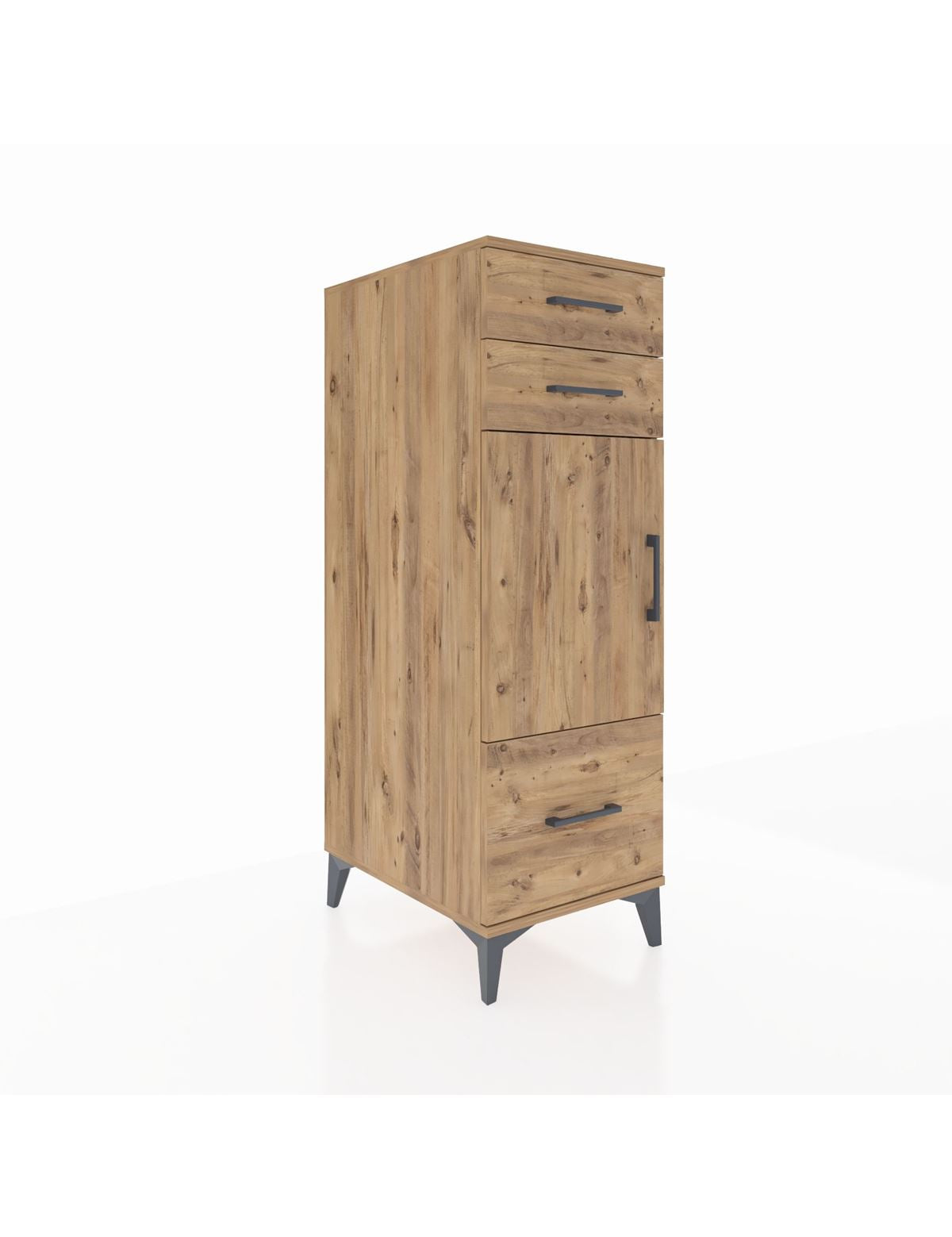 Kronos Dolap 2 Raflı 3 Çekmeceli Tek Kapaklı 44x59x134 Çam-Çam