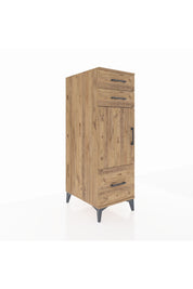 Kronos Dolap 2 Raflı 3 Çekmeceli Tek Kapaklı 44x59x134 Çam-Çam