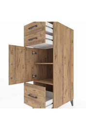 Kronos Dolap 2 Raflı 3 Çekmeceli Tek Kapaklı 44x59x134 Çam-Çam