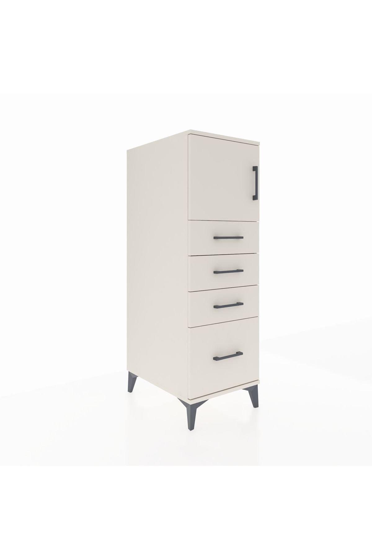 Kronos Dolap Tek Raflı 4 Çekmeceli Tek Kapaklı 44x59x134 Aytaşı-Aytaşı