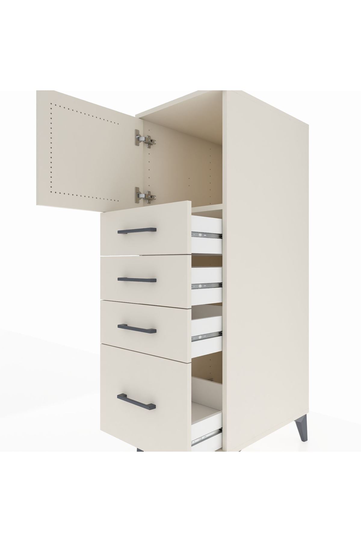 Kronos Dolap Tek Raflı 4 Çekmeceli Tek Kapaklı 44x59x134 Aytaşı-Aytaşı