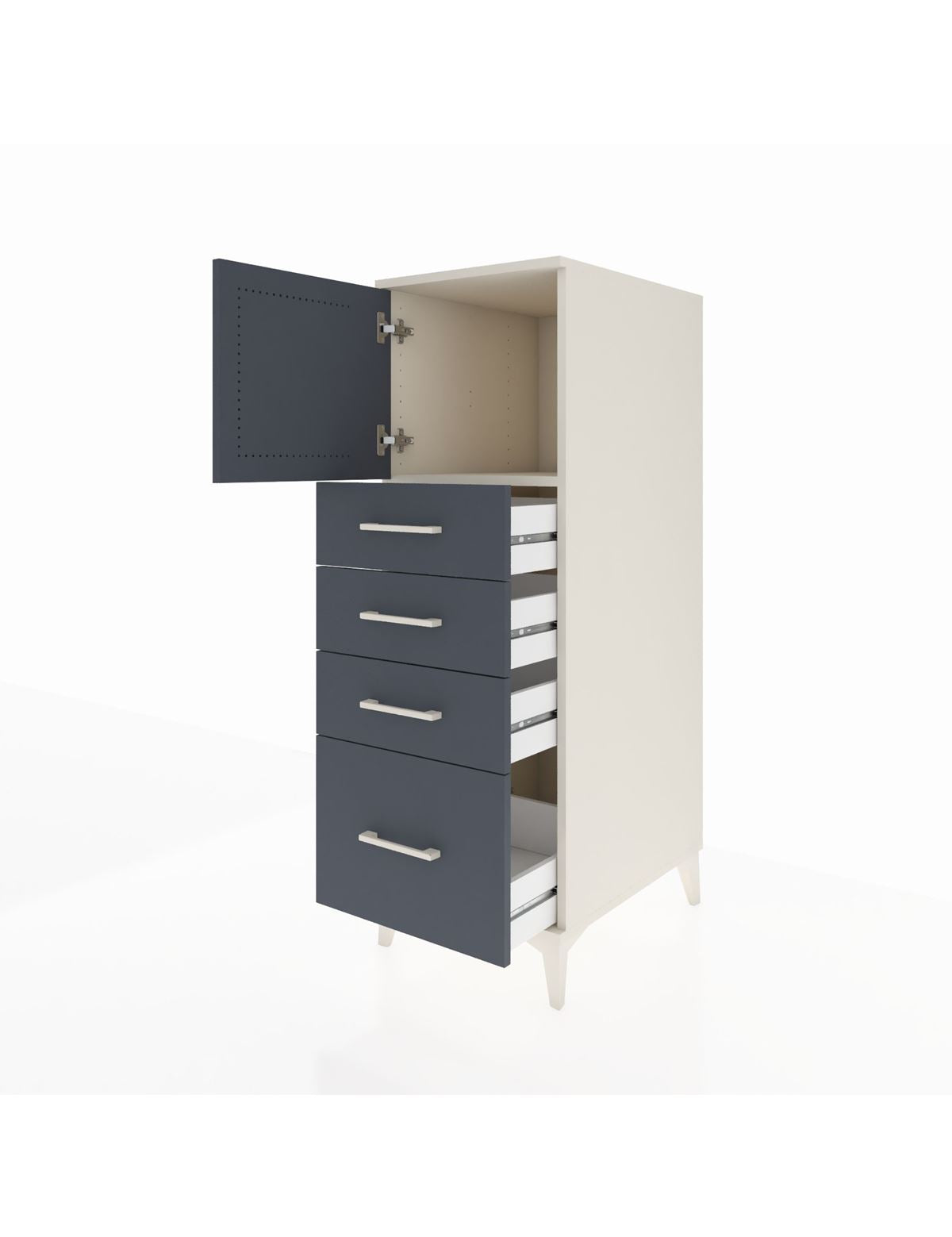 Kronos Dolap Tek Raflı 4 Çekmeceli Tek Kapaklı 44x59x134 - S82M008V2C