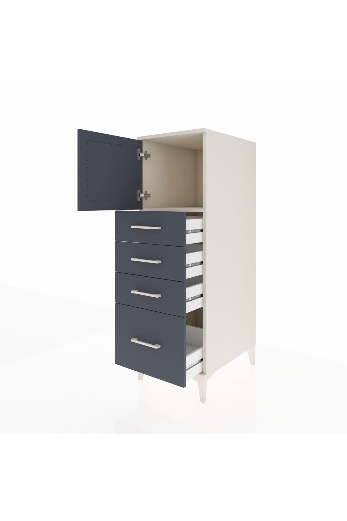 Kronos Dolap Tek Raflı 4 Çekmeceli Tek Kapaklı 44x59x134 Aytaşı-Antrasit