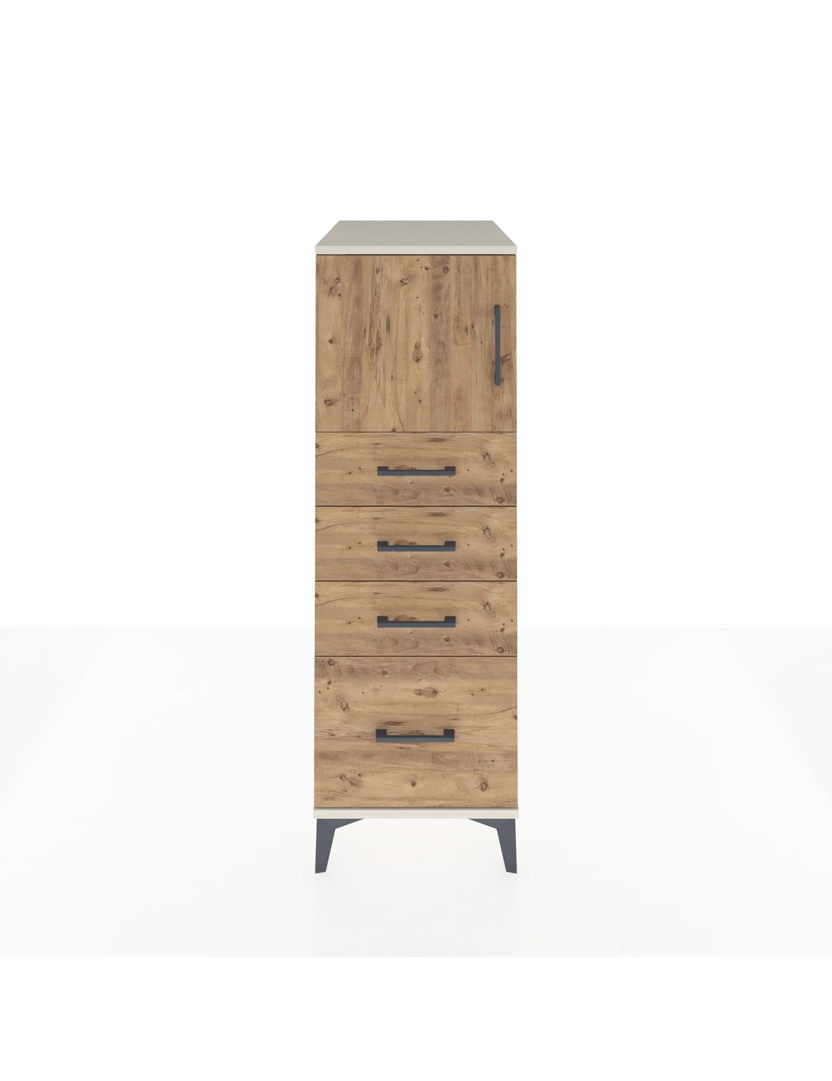 Kronos Dolap Tek Raflı 4 Çekmeceli Tek Kapaklı 44x59x134 Aytaşı-Çam