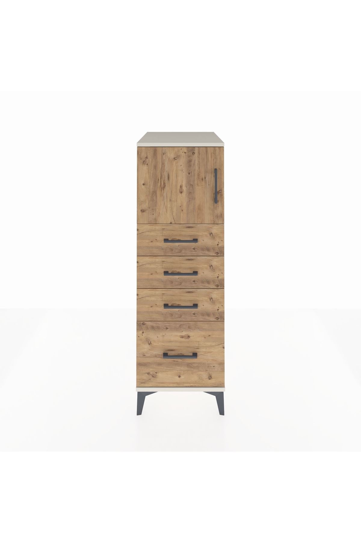 Kronos Dolap Tek Raflı 4 Çekmeceli Tek Kapaklı 44x59x134 Aytaşı-Çam