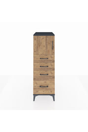 Kronos Dolap Tek Raflı 4 Çekmeceli Tek Kapaklı 44x59x134 Antrasit-Çam