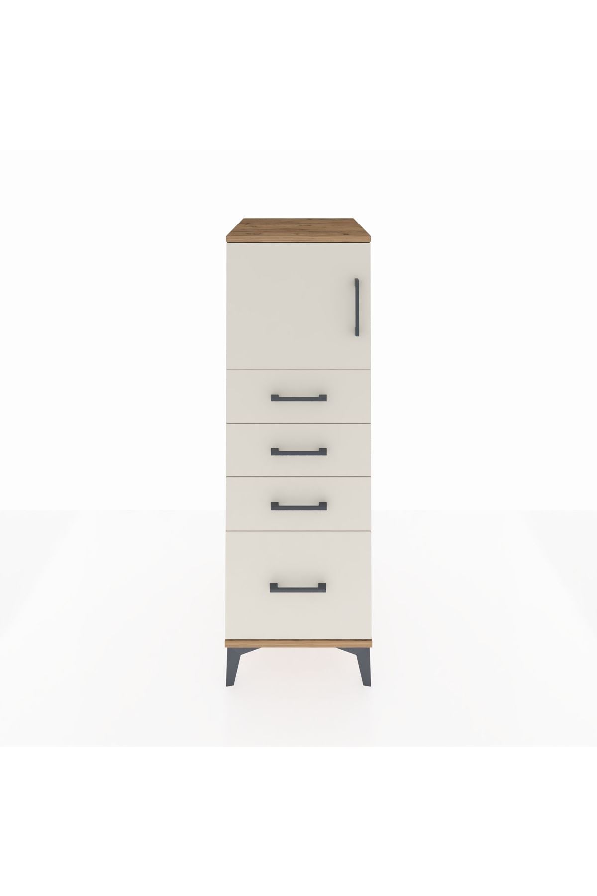 Kronos Dolap Tek Raflı 4 Çekmeceli Tek Kapaklı 44x59x134 Çam-Aytaşı