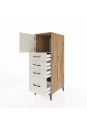 Kronos Dolap Tek Raflı 4 Çekmeceli Tek Kapaklı 44x59x134 Çam-Aytaşı