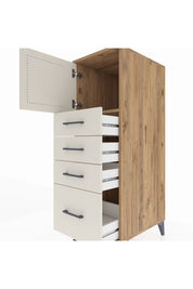 Kronos Dolap Tek Raflı 4 Çekmeceli Tek Kapaklı 44x59x134 Çam-Aytaşı