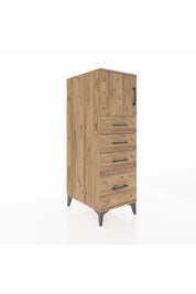 Kronos Dolap Tek Raflı 4 Çekmeceli Tek Kapaklı 44x59x134 Çam-Çam