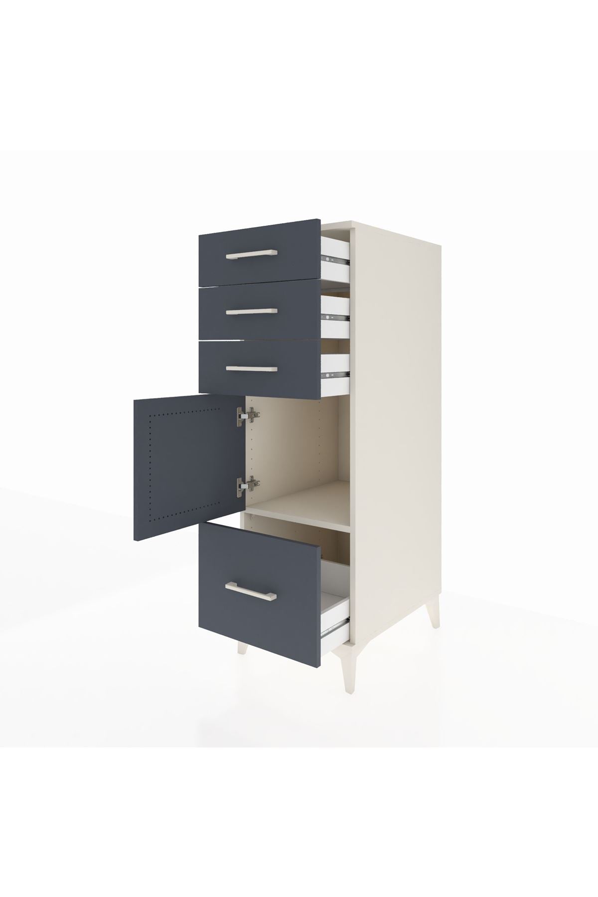 Kronos Dolap Tek Raflı 3 Çekmeceli Tek Kapaklı 44x59x134 Aytaşı-Antrasit