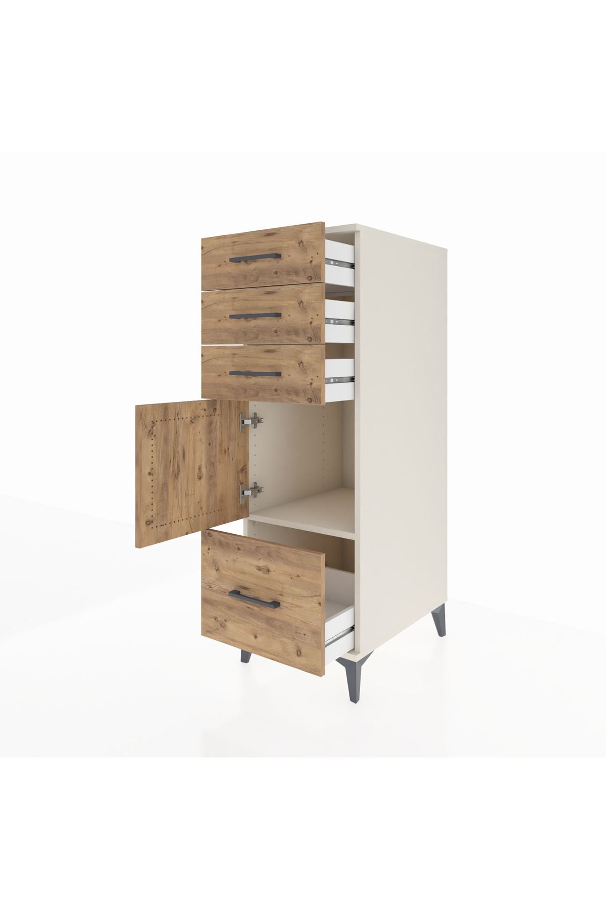 Kronos Dolap Tek Raflı 3 Çekmeceli Tek Kapaklı 44x59x134 Aytaşı-Çam