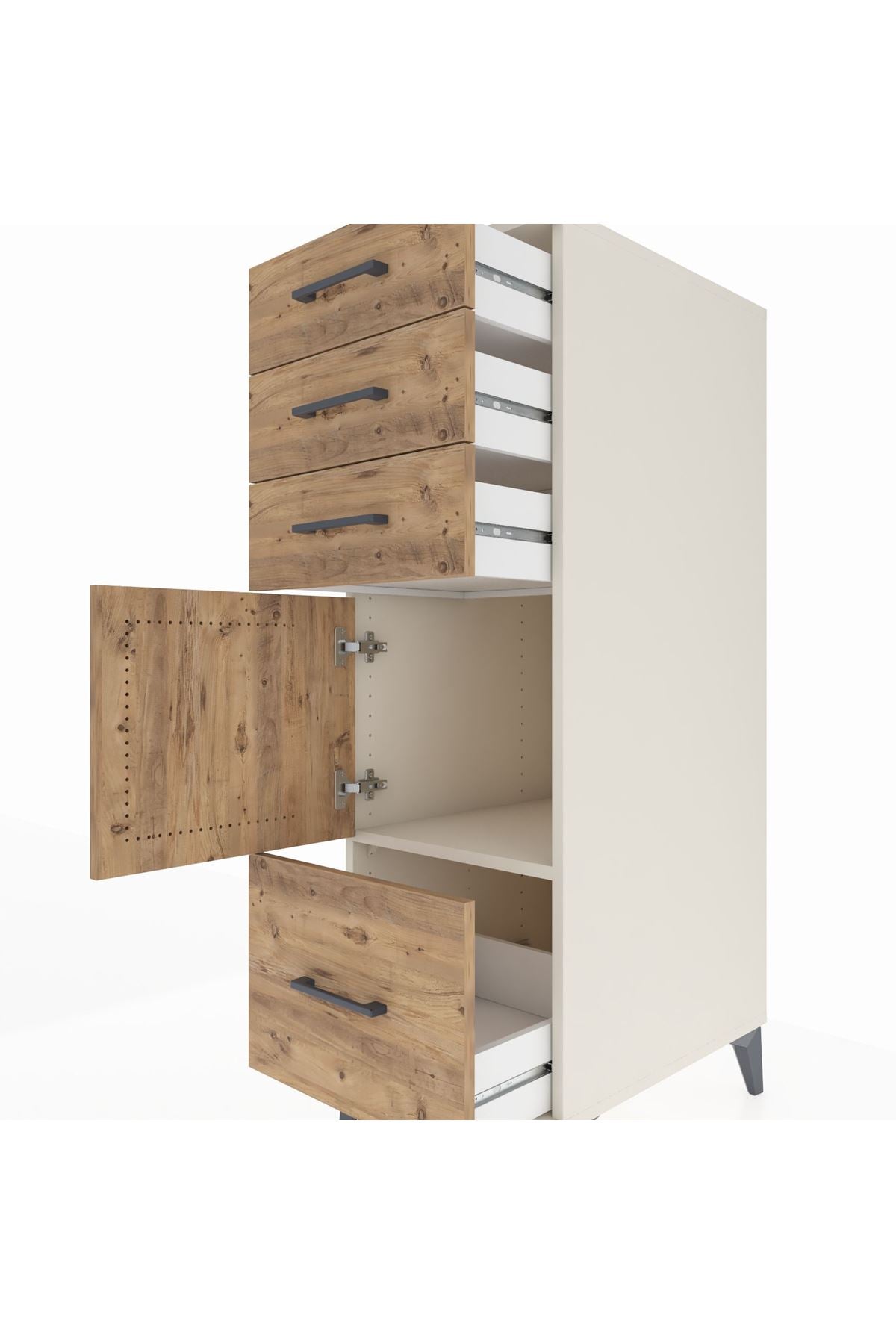 Kronos Dolap Tek Raflı 3 Çekmeceli Tek Kapaklı 44x59x134 Aytaşı-Çam