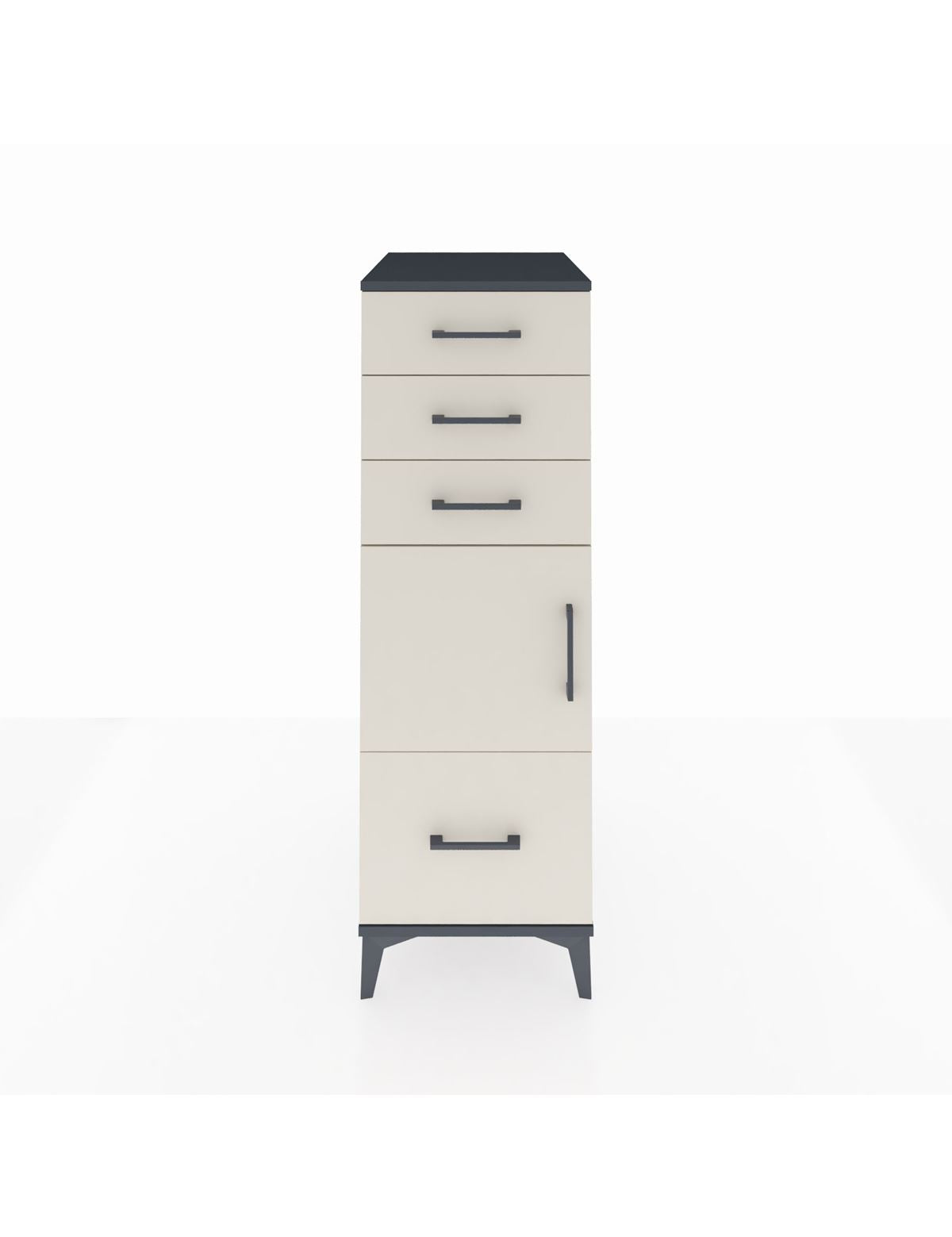 Kronos Dolap Tek Raflı 3 Çekmeceli Tek Kapaklı 44x59x134 Antrasit-Aytaşı