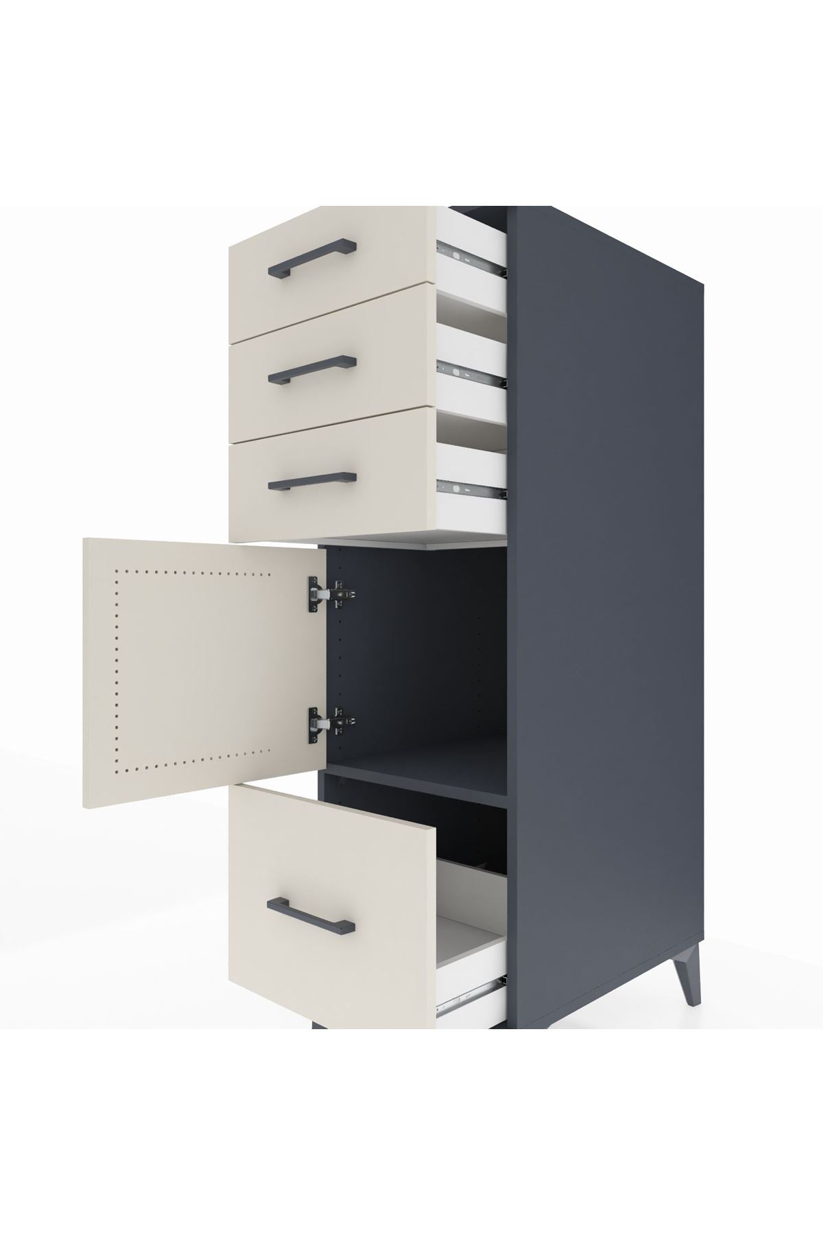 Kronos Dolap Tek Raflı 3 Çekmeceli Tek Kapaklı 44x59x134 Antrasit-Aytaşı