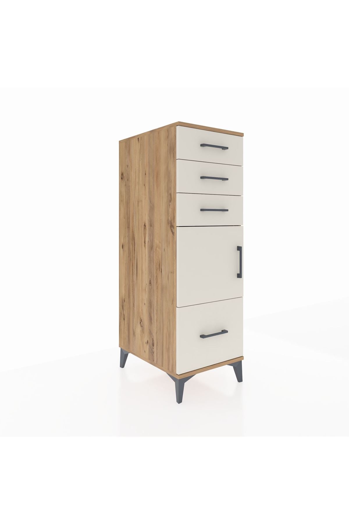 Kronos Dolap Tek Raflı 3 Çekmeceli Tek Kapaklı 44x59x134 Çam-Aytaşı