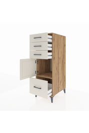 Kronos Dolap Tek Raflı 3 Çekmeceli Tek Kapaklı 44x59x134 Çam-Aytaşı