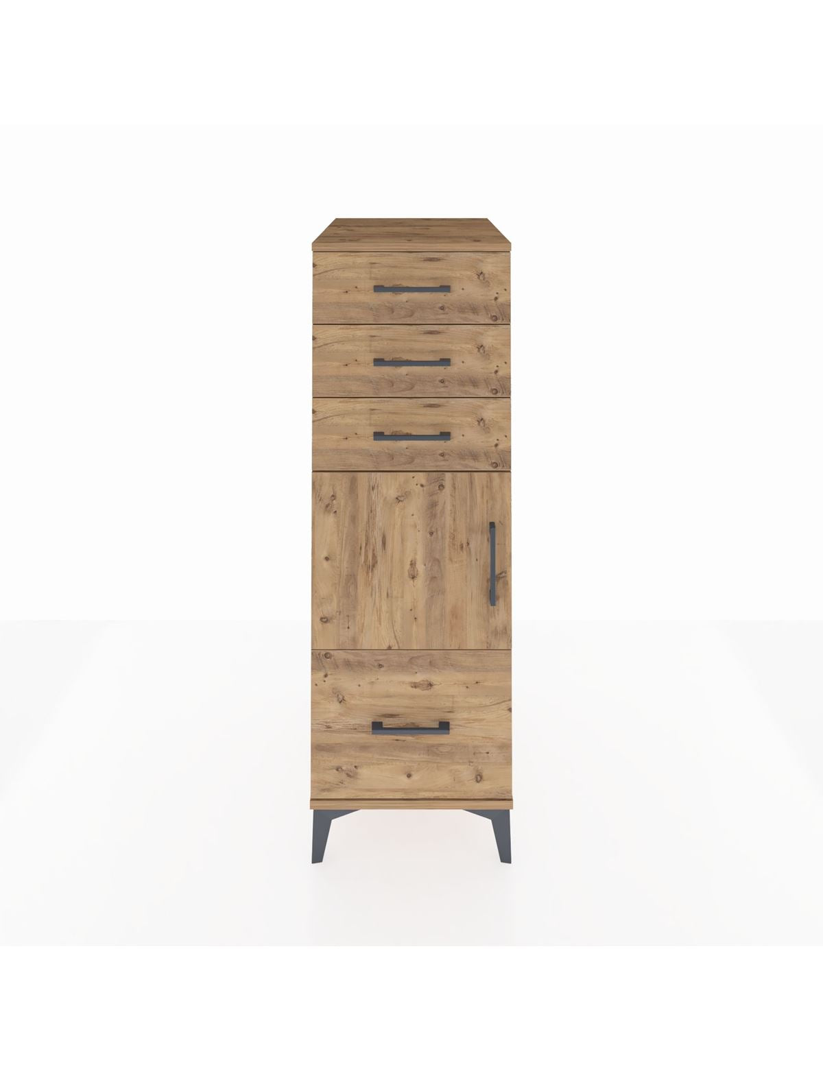 Kronos Dolap Tek Raflı 3 Çekmeceli Tek Kapaklı 44x59x134 Çam-Çam