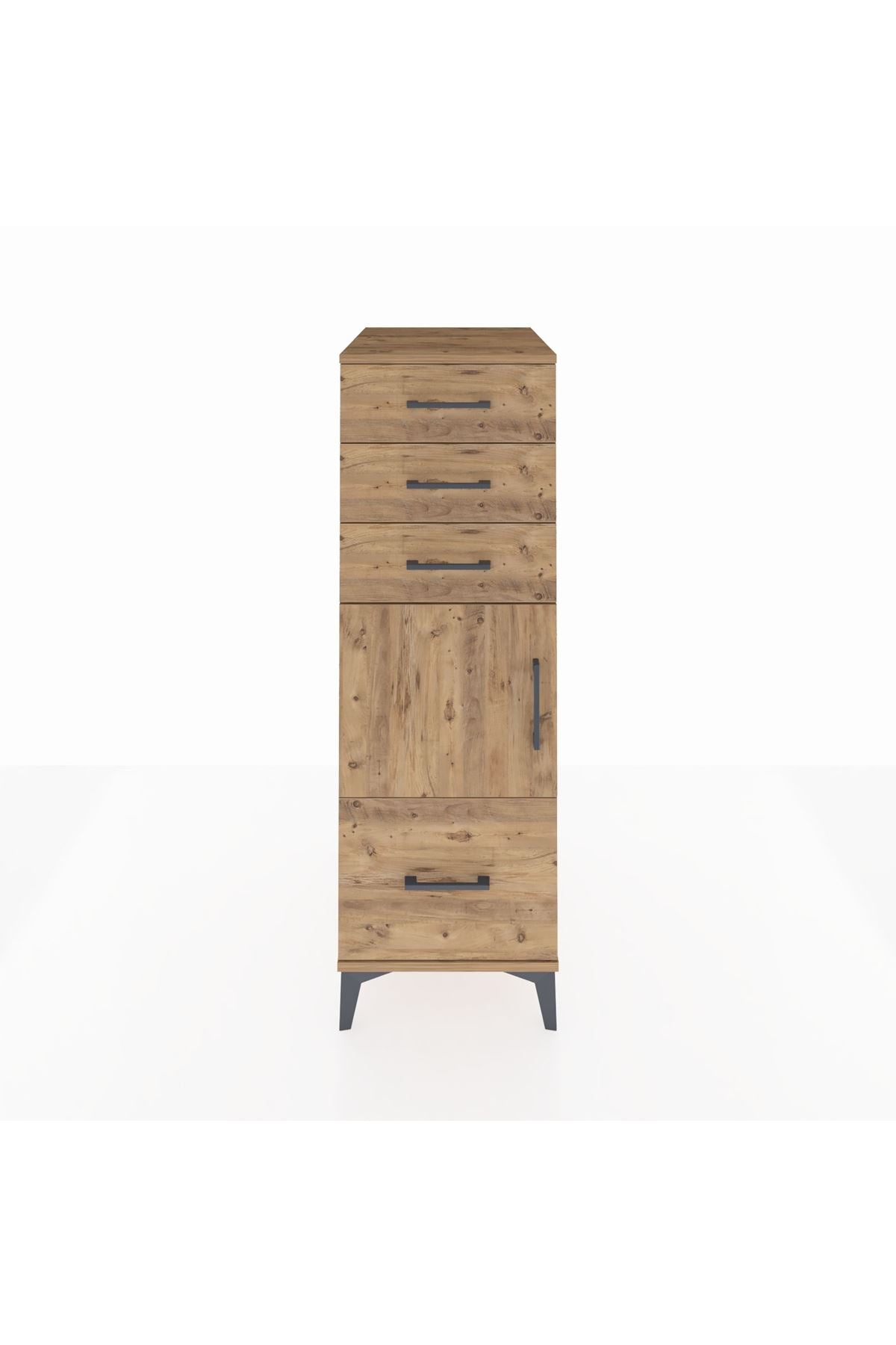 Kronos Dolap Tek Raflı 3 Çekmeceli Tek Kapaklı 44x59x134 Çam-Çam