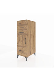 Kronos Dolap Tek Raflı 3 Çekmeceli Tek Kapaklı 44x59x134 Çam-Çam