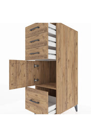 Kronos Dolap Tek Raflı 3 Çekmeceli Tek Kapaklı 44x59x134 Çam-Çam