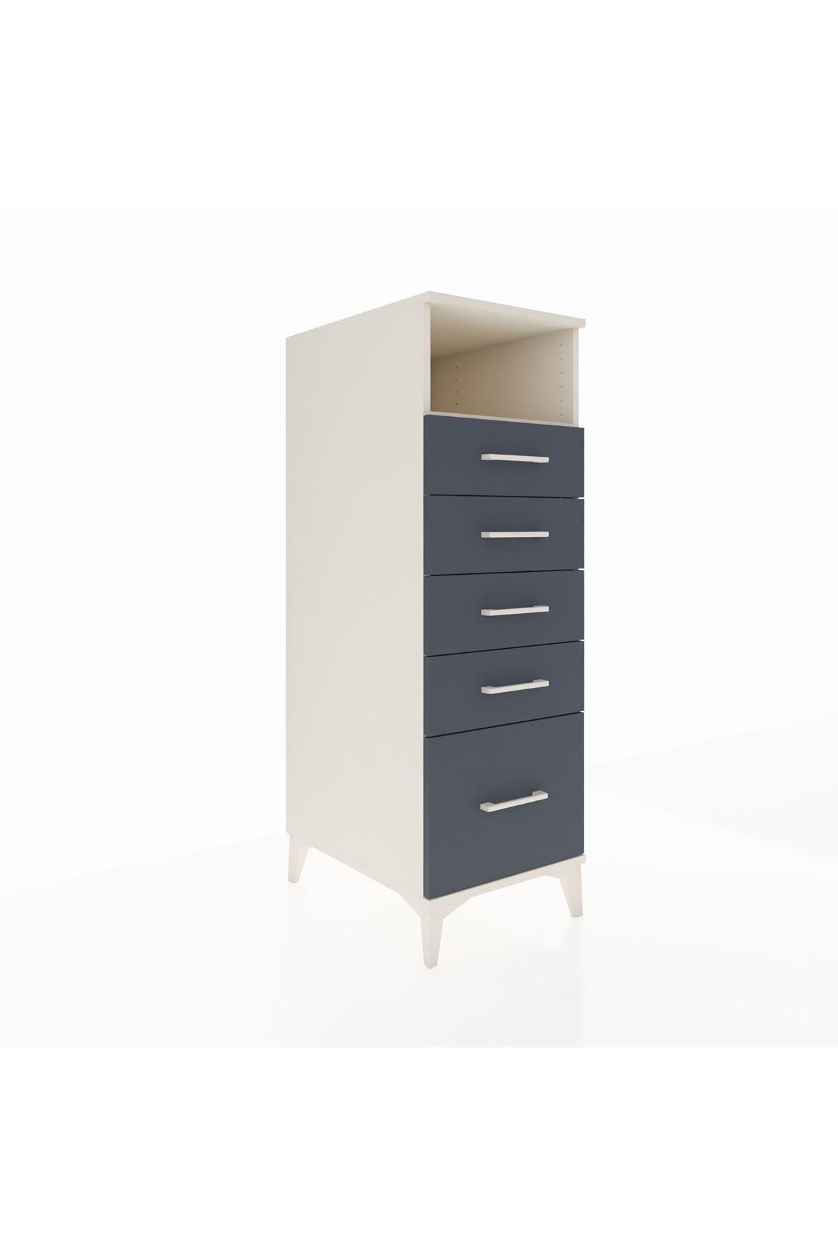 Kronos Dolap Tek Raflı 5 Çekmeceli 44x59x134 Aytaşı-Antrasit