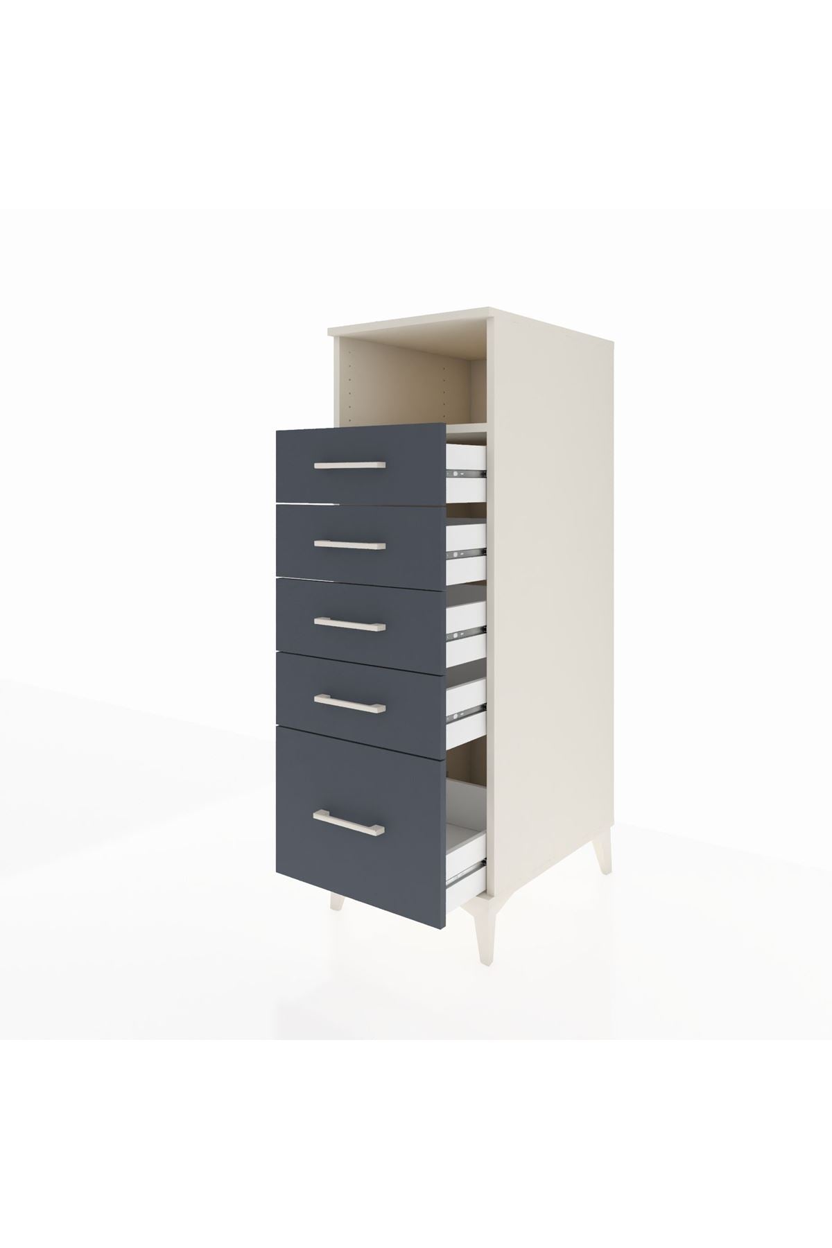 Kronos Dolap Tek Raflı 5 Çekmeceli 44x59x134 Aytaşı-Antrasit