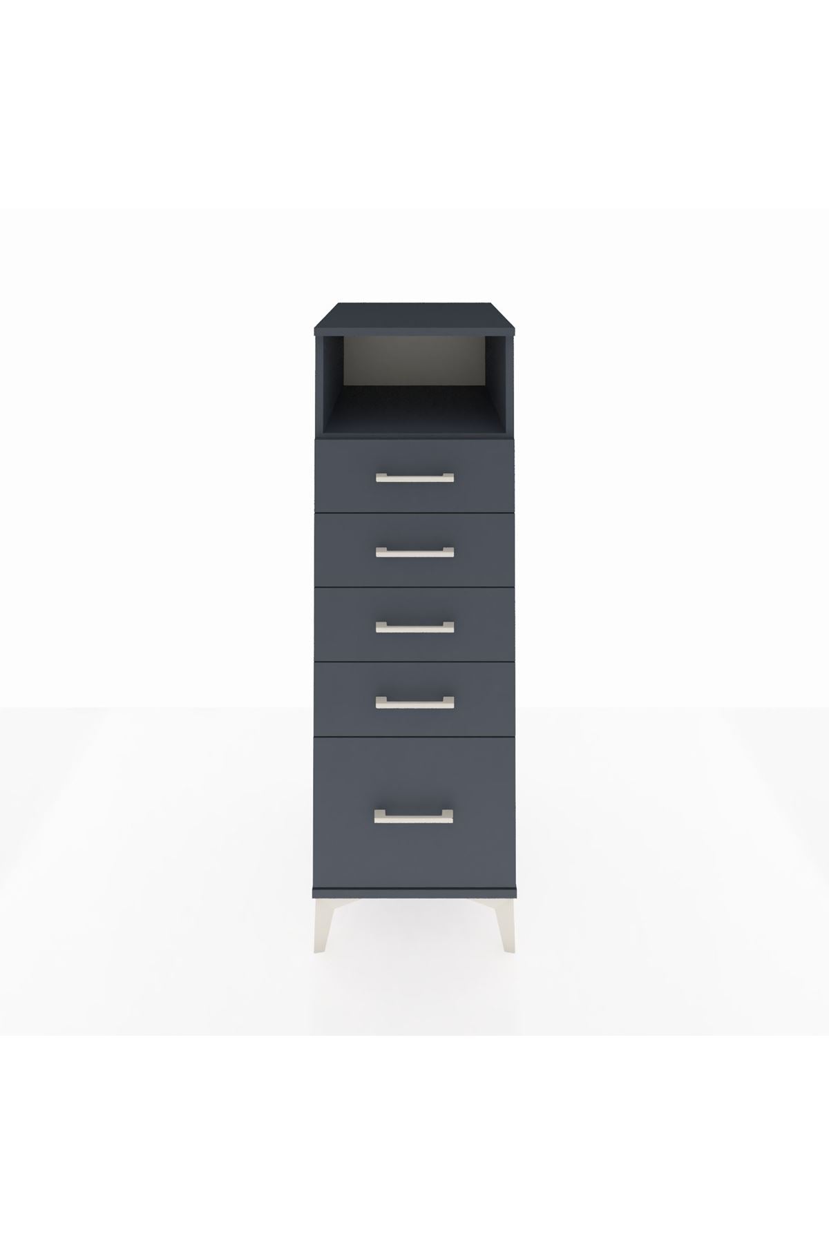 Kronos Dolap Tek Raflı 5 Çekmeceli 44x59x134 Antrasit-Antrasit